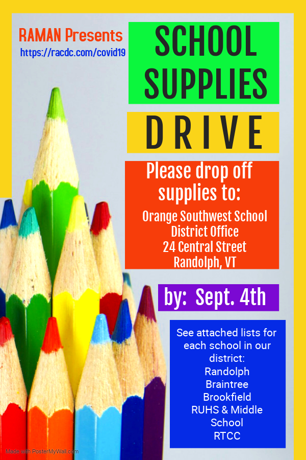 School Supply Drive Randolph Area Community Development Corporation